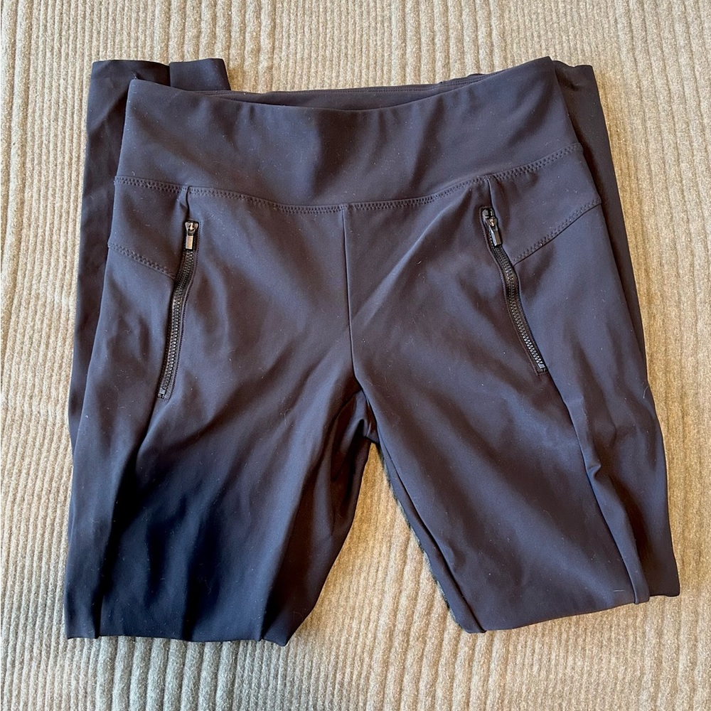 Athleta black scuba zip pocket leggings tights straight pants